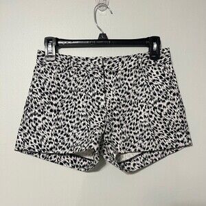 Michael Kors Black and White Leopard Print Shorts Size 0